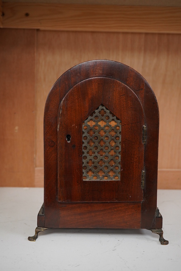 A small Regency brass inlaid mahogany bracket clock, 22cm